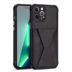 iPhone 14 PRO Compatible TPU Leather Phone Case for Apple iPhone 14 PRO with Card Holder Strap In Black - Durable Protection by CELL DEMAND