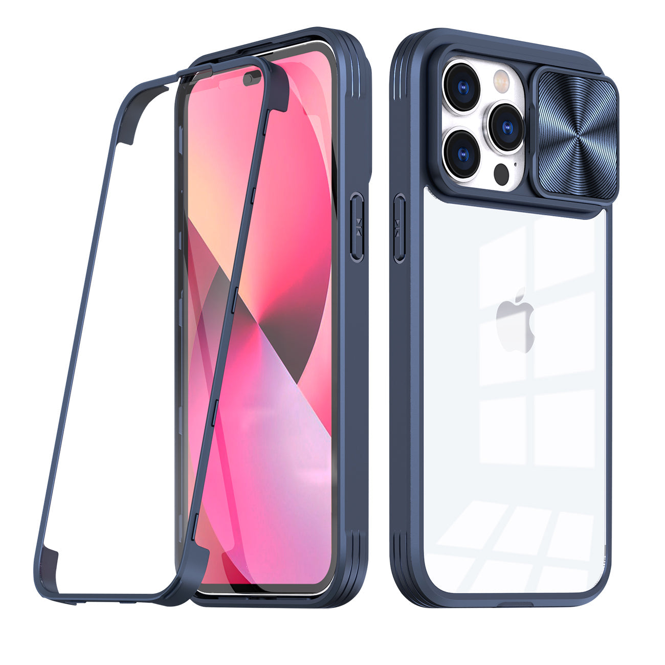 iPhone 14 Pro Compatible Full Protection With Mobile Phone Protective Film Slide Camera Lens Phone Case For iPhone 14 Pro In Navy - Ultra-Slim Protection by CELL DEMAND