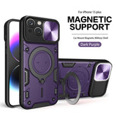 IPHONE 15 Plus Compatible TPU PC Shockproof Magnetic Phone Case with Free Adjustment Ring Holder for IPHONE 15 Plus in Purple - Premium Protection by CELL DEMAND