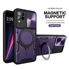 TPU PC Shockproof Magnetic Phone Case with Free Adjustment Ring Holder for REVVL 6 PRO 5G in Purple - Ultra-Slim & Reliable | CELL DEMAND Official