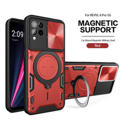 TPU PC Shockproof Magnetic Phone Case with Free Adjustment Ring Holder for REVVL 6 PRO 5G in Purple - Ultra-Slim & Reliable | CELL DEMAND Official