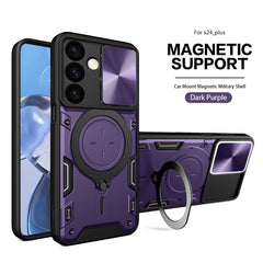 TPU PC Shockproof Magnetic Phone Case with Free Adjustment Ring Holder For Samsung Galaxy S24 Plus in Purple - Shockproof & Reliable | CELL DEMAND Official