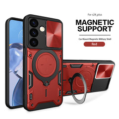 TPU PC Shockproof Magnetic Phone Case with Free Adjustment Ring Holder For Samsung Galaxy S24 Plus in Red - Premium & Reliable | CELL DEMAND Official
