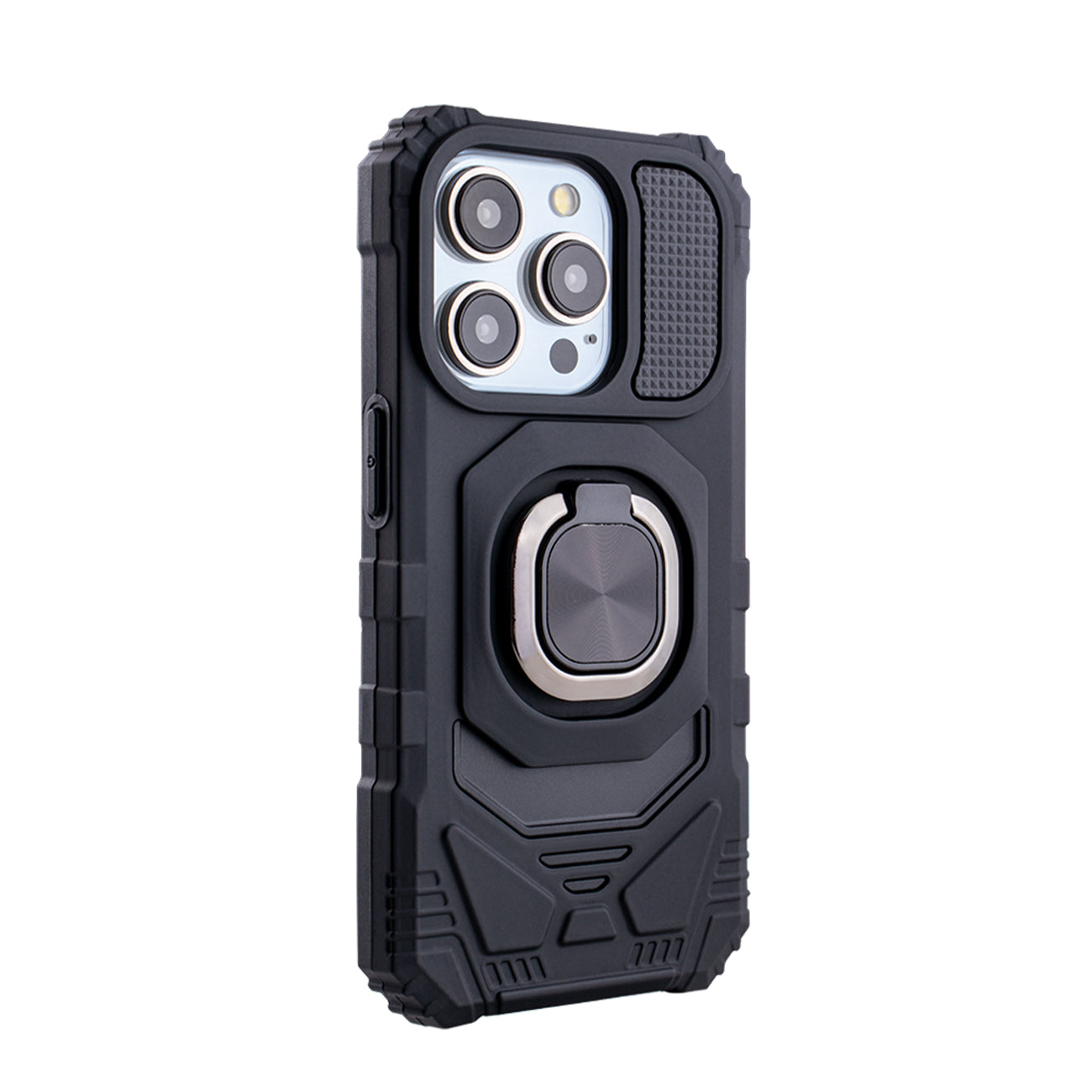 iPhone 15 Compatible Kickstand Ring Holder TPU Shockproof Case for iPhone 15 PRO in Black - Shockproof Protection by CELL DEMAND