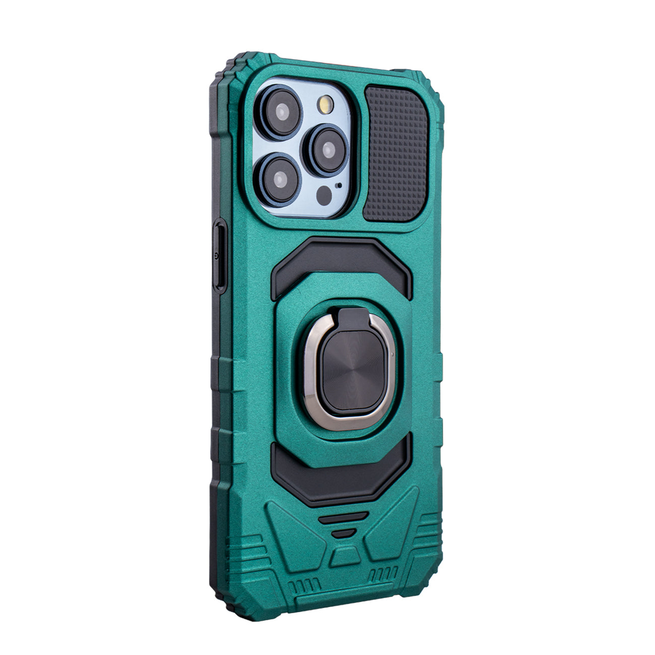 iPhone 15 Compatible Kickstand Ring Holder TPU Shockproof Case for iPhone 15 PRO MAX in GREEN - Crystal Clear Protection by CELL DEMAND