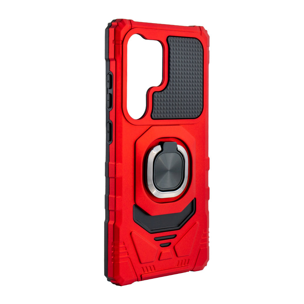 Kickstand Ring Holder TPU Shockproof Case for Samsung Galaxy S25 ULTRA in RED - Heavy Duty & Reliable | CELL DEMAND Official