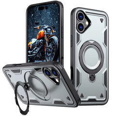 iPhone 16 Plus Compatible 360 Degree Rotating Magnetic Versatile Stand Gray Compatible with iPhone 16 Plus - Crystal Clear Protection by CELL DEMAND