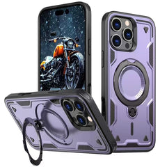 iPhone 16 Pro Compatible 360 Degree Rotating Magnetic Versatile Stand Purple Compatible with iPhone 16 Pro Max - Durable Protection by CELL DEMAND