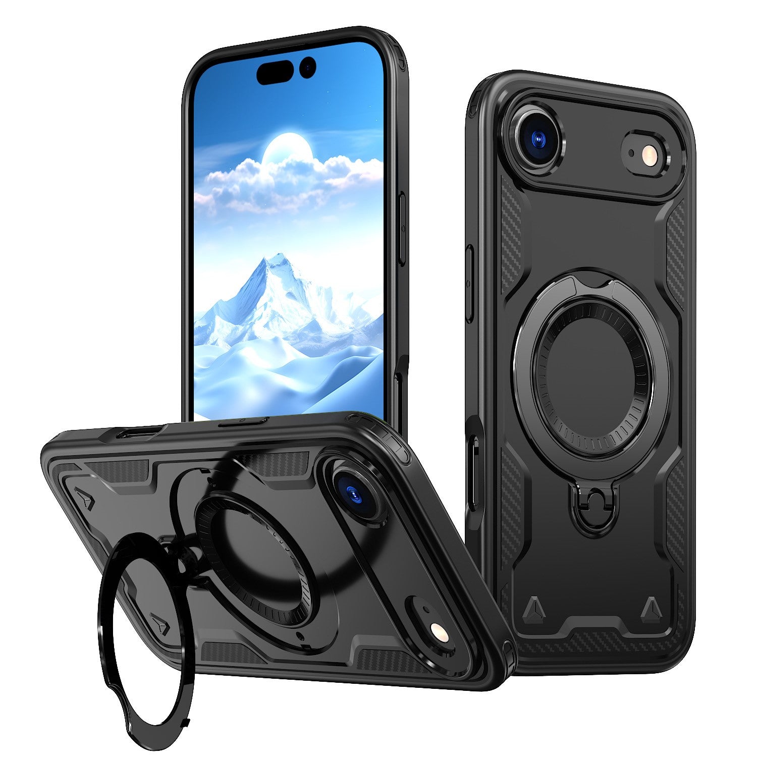iPhone 17 Compatible 360-degree Rotating Magnetic Versatile Stand Black Compatible with iPhone 17 AIR - Crystal Clear Protection by CELL DEMAND