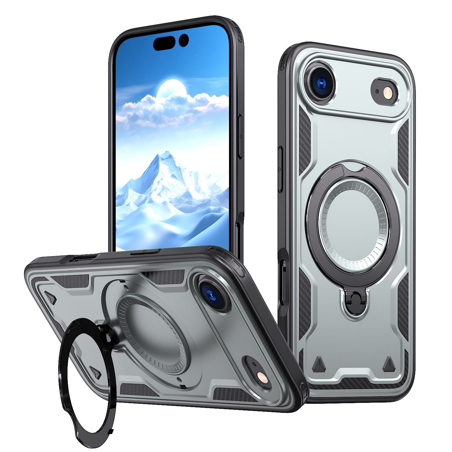 iPhone 17 Compatible 360-degree Rotating Magnetic Versatile Stand Gray Compatible with iPhone 17 AIR - Ultra-Slim Protection by CELL DEMAND