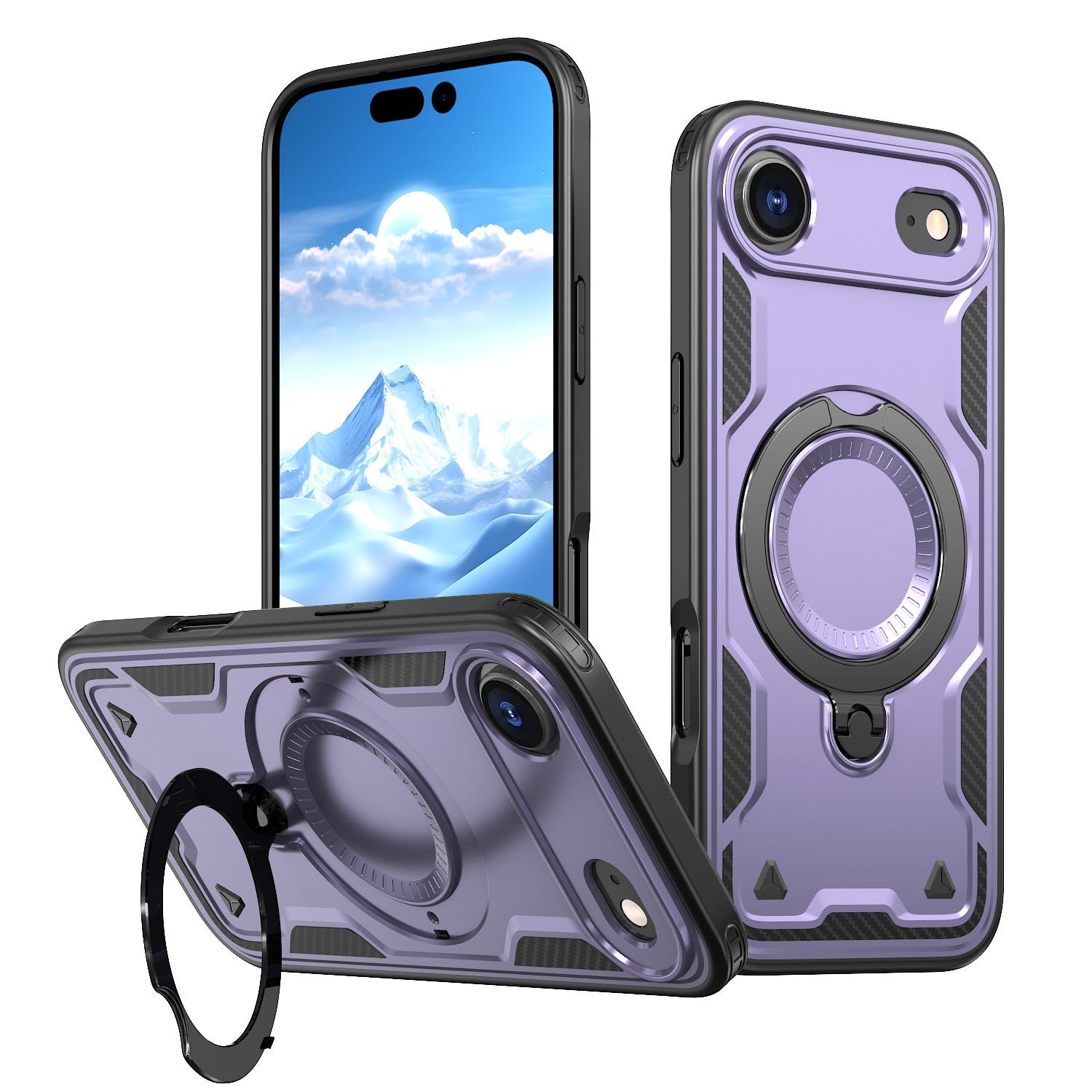 iPhone 17 Compatible 360-degree Rotating Magnetic Versatile Stand Purple Compatible with iPhone 17 AIR - Durable Protection by CELL DEMAND