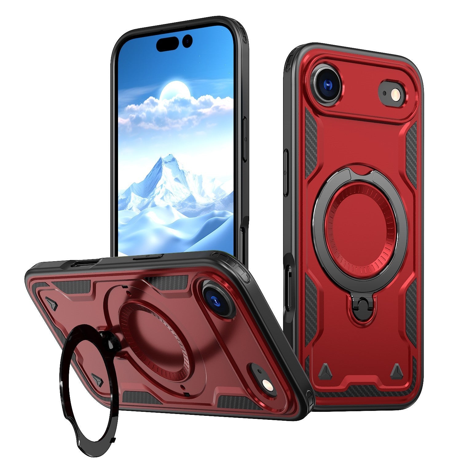 iPhone 17 Compatible 360-degree Rotating Magnetic Versatile Stand Red Compatible with iPhone 17 AIR - Premium Protection by CELL DEMAND