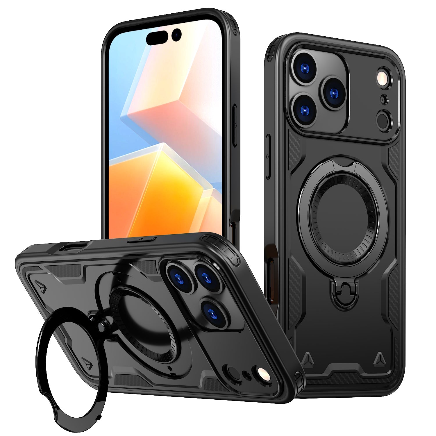 iPhone 17 PRO Compatible 360-degree Rotating Magnetic Versatile Stand Black Compatible with iPhone 17 PRO MAX - Ultra-Slim Protection by CELL DEMAND