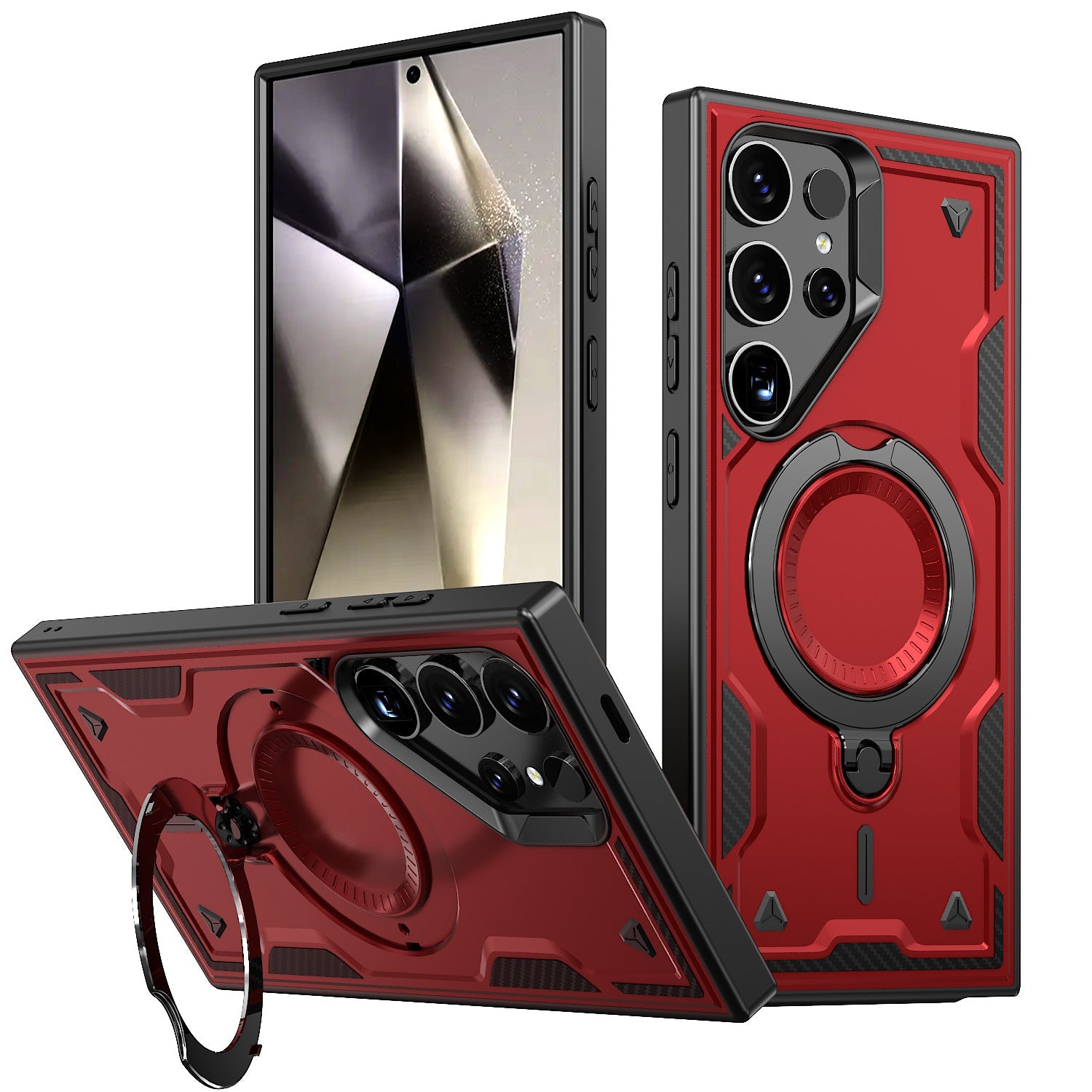 360 Degree Rotating Magnetic Versatile Stand Red Compatible with iPhone Samsung Galaxy A25 - Heavy Duty & Reliable | CELL DEMAND Official