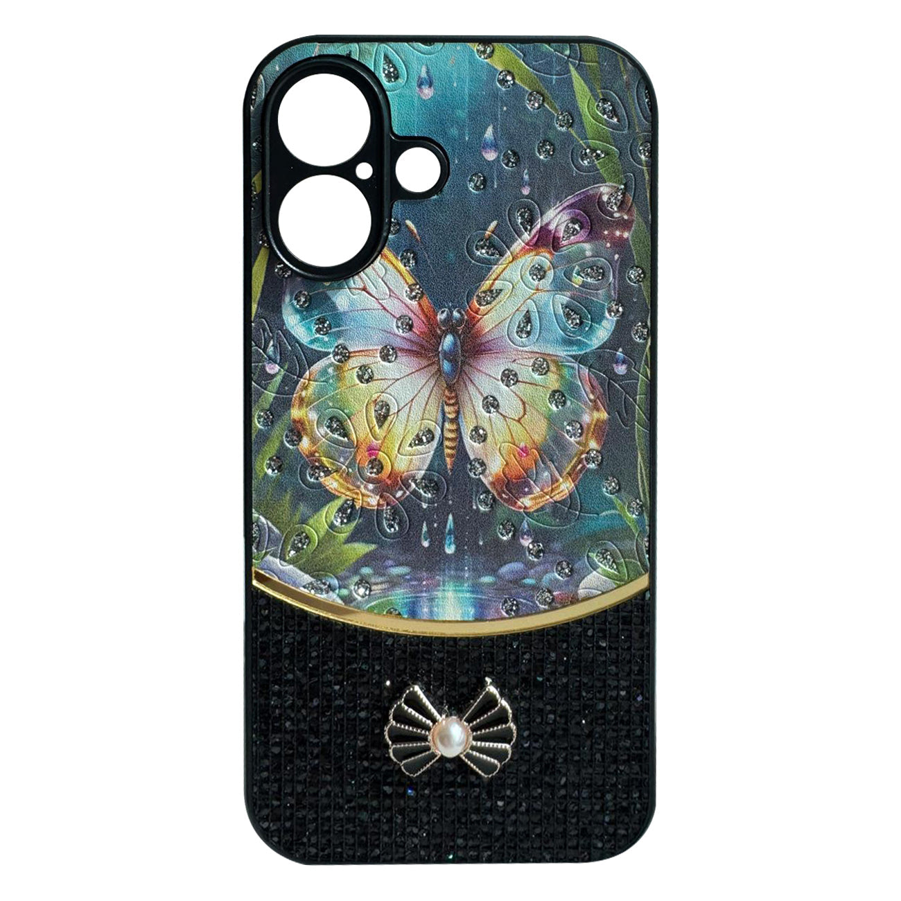 iPhone 16 Plus Compatible Sparkle Glitter Bling Phone Case in Black With Colorful Cover For iPhone 16 Plus - Premium Protection by CELL DEMAND
