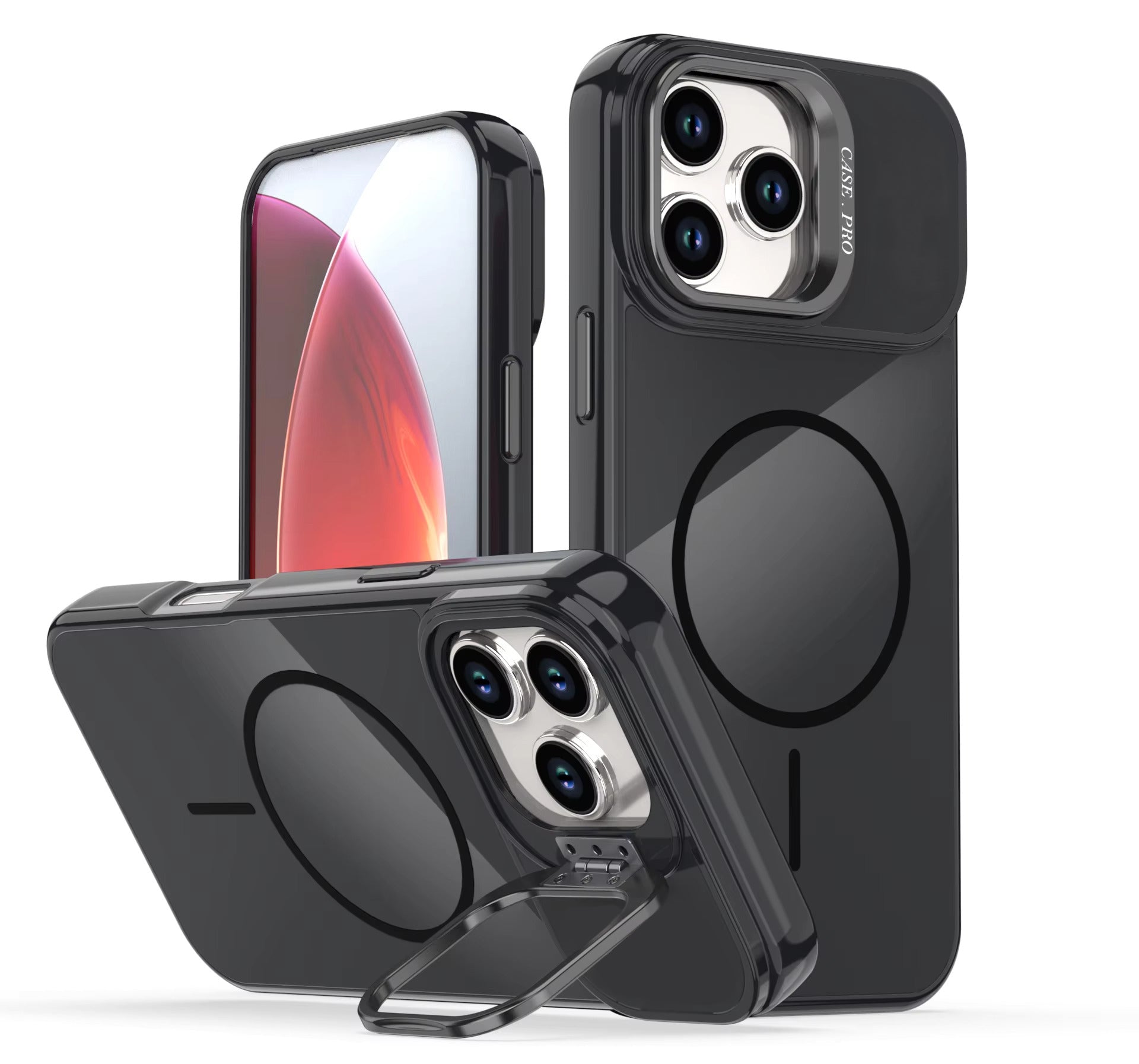 IPHONE 17 Compatible Built-in Stash Stand, Shockproof, Sturdy, Compatible with MagSafe Protection Stylish Cover, Compatible with IPHONE 17 , PC76-IPH17BK - Premium Protection by CELL DEMAND
