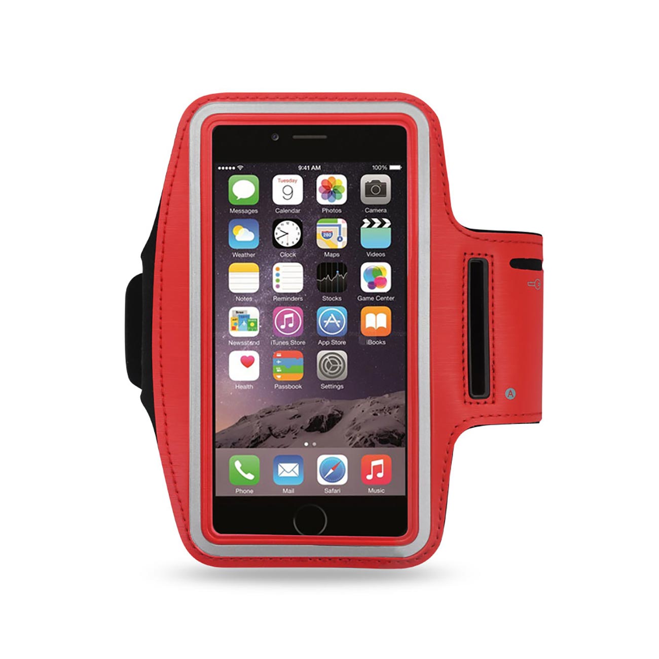 RUNNING ARMBAND WITH TOUCH SCREEN CASE 5.4X2.65X0.35 INCHES IN RED SAB01-UNI47RD - Shockproof & Reliable | CELL DEMAND Official