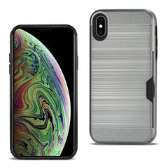 iPhone XS Max Slim Armor Hybrid Case With Card Holder In Gray - Ultra-Slim & Reliable | CELL DEMAND Official