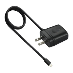 PORTABLE 8PIN USB TRAVEL ADAPTER CHARGER WITH BUILT IN CABLE IN BLACK - Heavy Duty & Reliable | CELL DEMAND Official