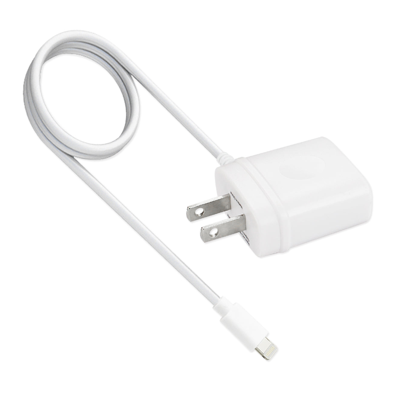 PORTABLE 8PIN USB TRAVEL ADAPTER CHARGER WITH BUILT IN CABLE IN WHITE - Shockproof & Reliable | CELL DEMAND Official