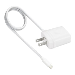 PORTABLE 8PIN USB TRAVEL ADAPTER CHARGER WITH BUILT IN CABLE IN WHITE - Shockproof & Reliable | CELL DEMAND Official