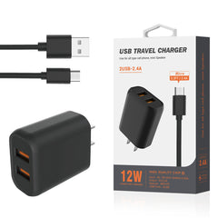 Micro Portable Travel Home Charger With Built In 5 Ft Cable In Black - Heavy Duty & Reliable | CELL DEMAND Official