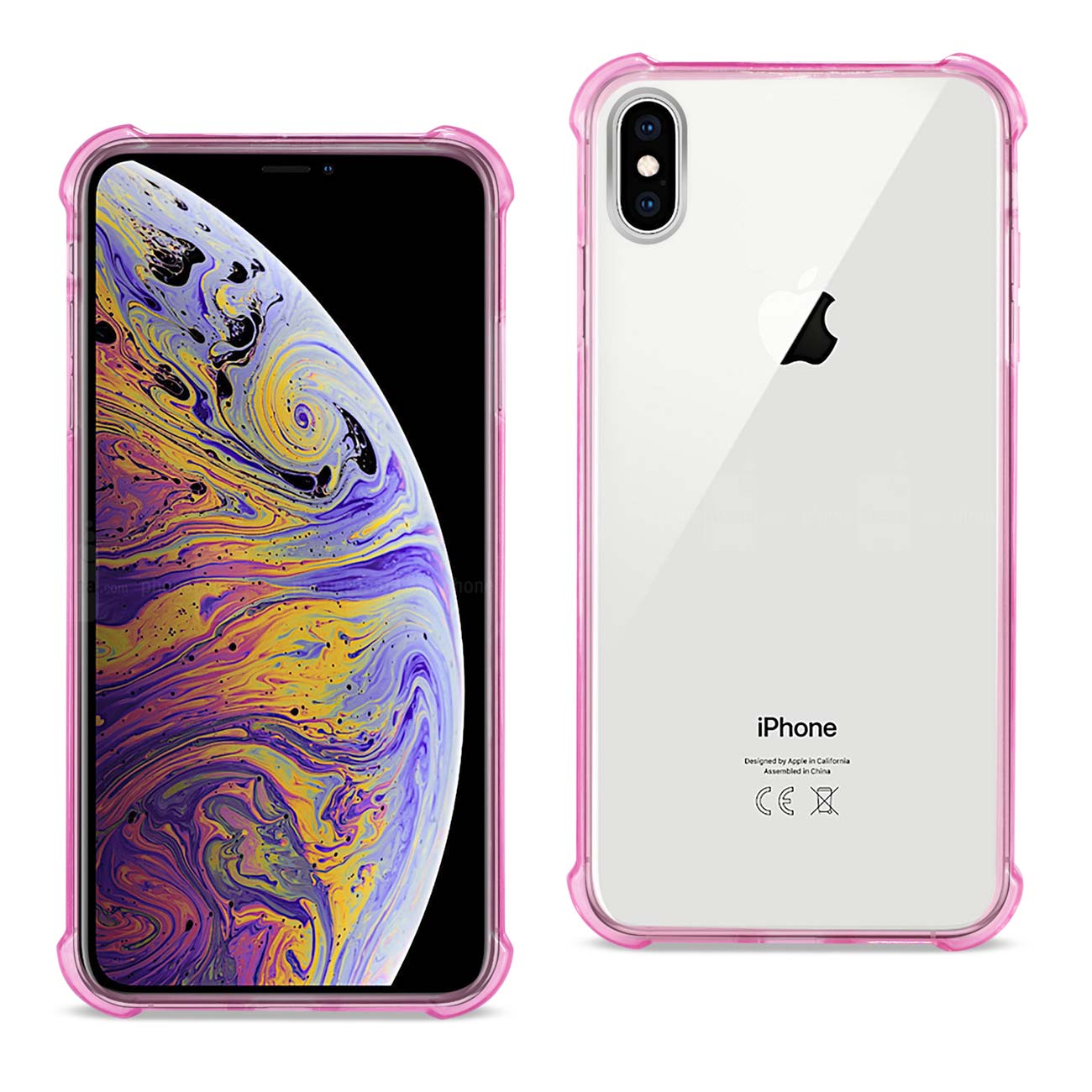 iPhone XS Max Clear Bumper Case With Air Cushion Protection In Clear Hot Pink - Shockproof & Reliable | CELL DEMAND Official