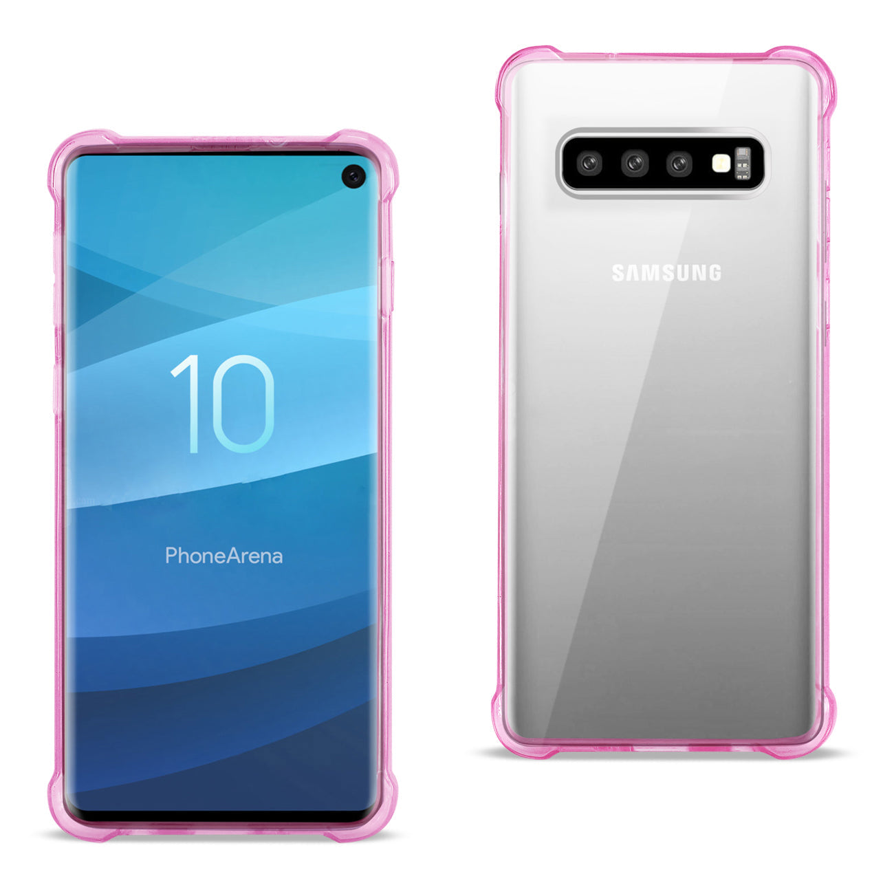 SAMSUNG GALAXY S10 Clear Bumper Case With Air Cushion Protection In Clear Hot Pink - Premium & Reliable | CELL DEMAND Official