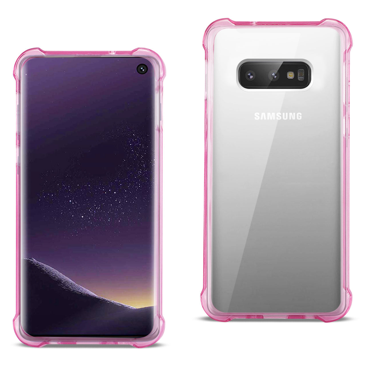 SAMSUNG GALAXY S10 Lite(S10e) Clear Bumper Case With Air Cushion Protection In Clear Hot Pink - Heavy Duty & Reliable | CELL DEMAND Official