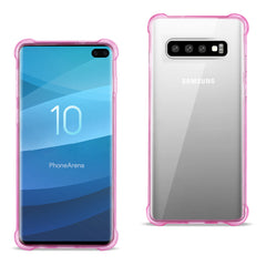 SAMSUNG GALAXY S10 Plus Clear Bumper Case With Air Cushion Protection In Clear Hot Pink - Heavy Duty & Reliable | CELL DEMAND Official