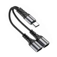 iPhone 17 Compatible USB C Splitter 1 in 2 Out HiFi Audio Adapter, Dual USB C Headphone and Charger Adapter Support PD Charging Port, Compatible with iPhone 17/16/15 Series, Galaxy S25/S24/S23 and More - Shockproof Protection by CELL DEMAND