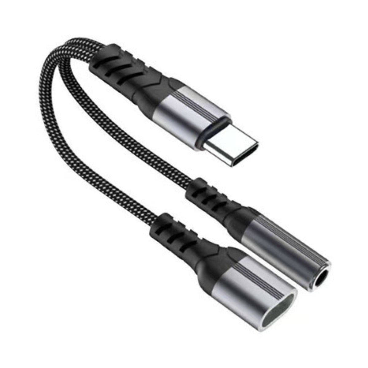 iPhone 16 Compatible USB Type C to 3.5mm Headphone and Charger Adapter, 2-in-1 USB C to Aux Audio Jack Hi-Res DAC and Fast Charging Dongle Cable Compatible with iPhone 16/15 Pro Max,Galaxy S25 S24 Ultra (Grey) - Shockproof Protection by CELL DEMAND