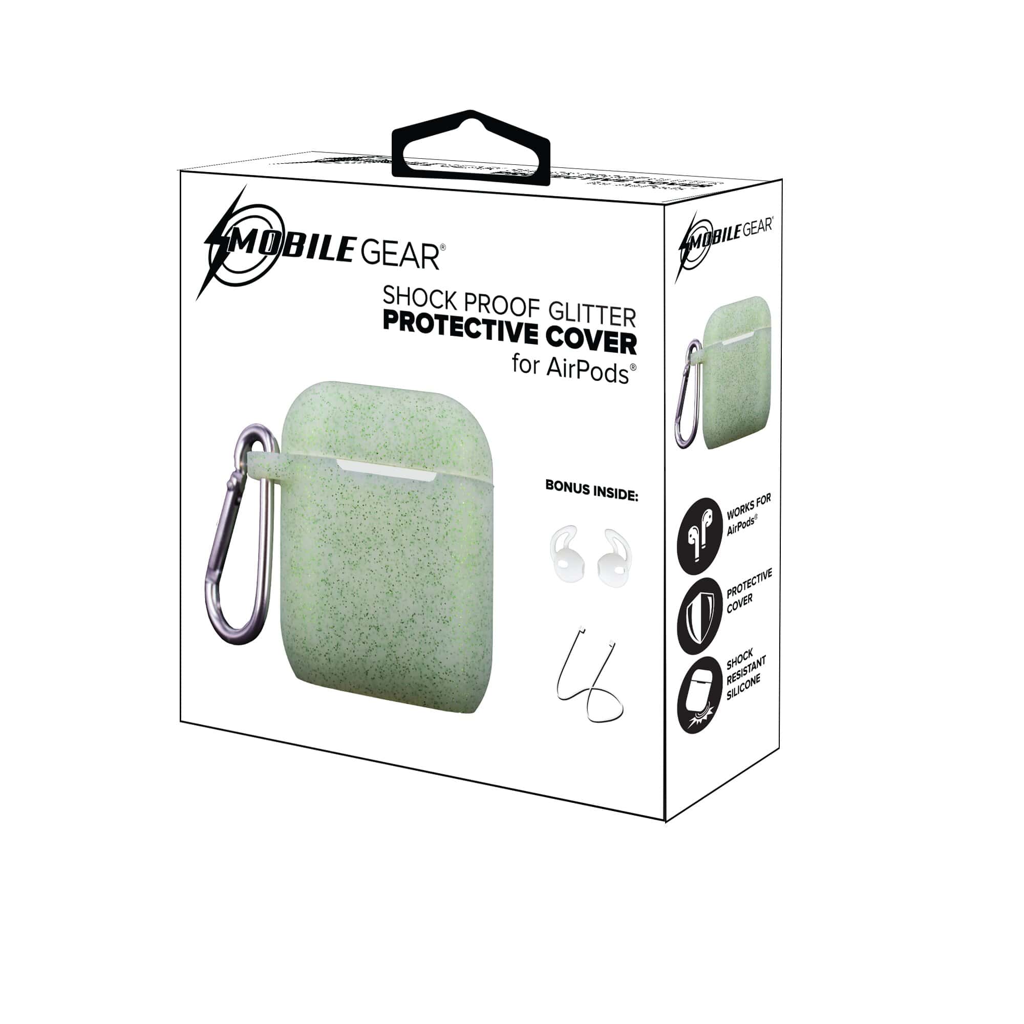 Mobile Gear Sparkling Silicone Airpods Cover Case Mint Green - Shockproof & Reliable | CELL DEMAND Official