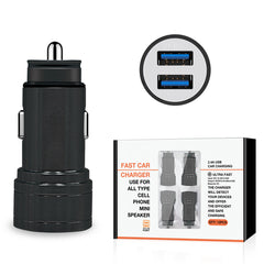 Dual Port USB Car Charger/ Adapter In Black (12pcs) - Ultra-Slim & Reliable | CELL DEMAND Official