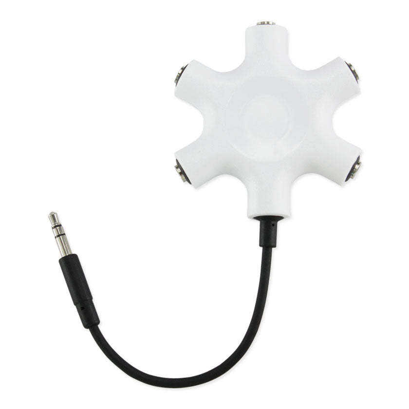 6-PORT MULTI headphones SPLITTER WITH 5 INCHES STEREO JECK ADAPTER IN WHITE - Premium & Reliable | CELL DEMAND Official