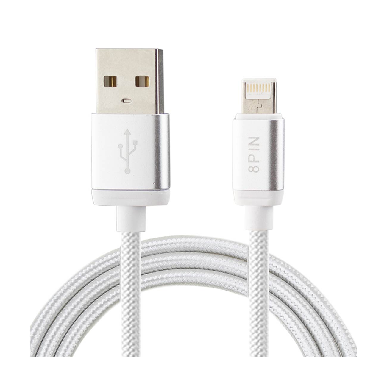NYLON BRAIDED REVERSIBLE MICRO USB AND 8-PIN 2-IN-1 CABLE 3.3FT IN WHITE - Durable & Reliable | CELL DEMAND Official