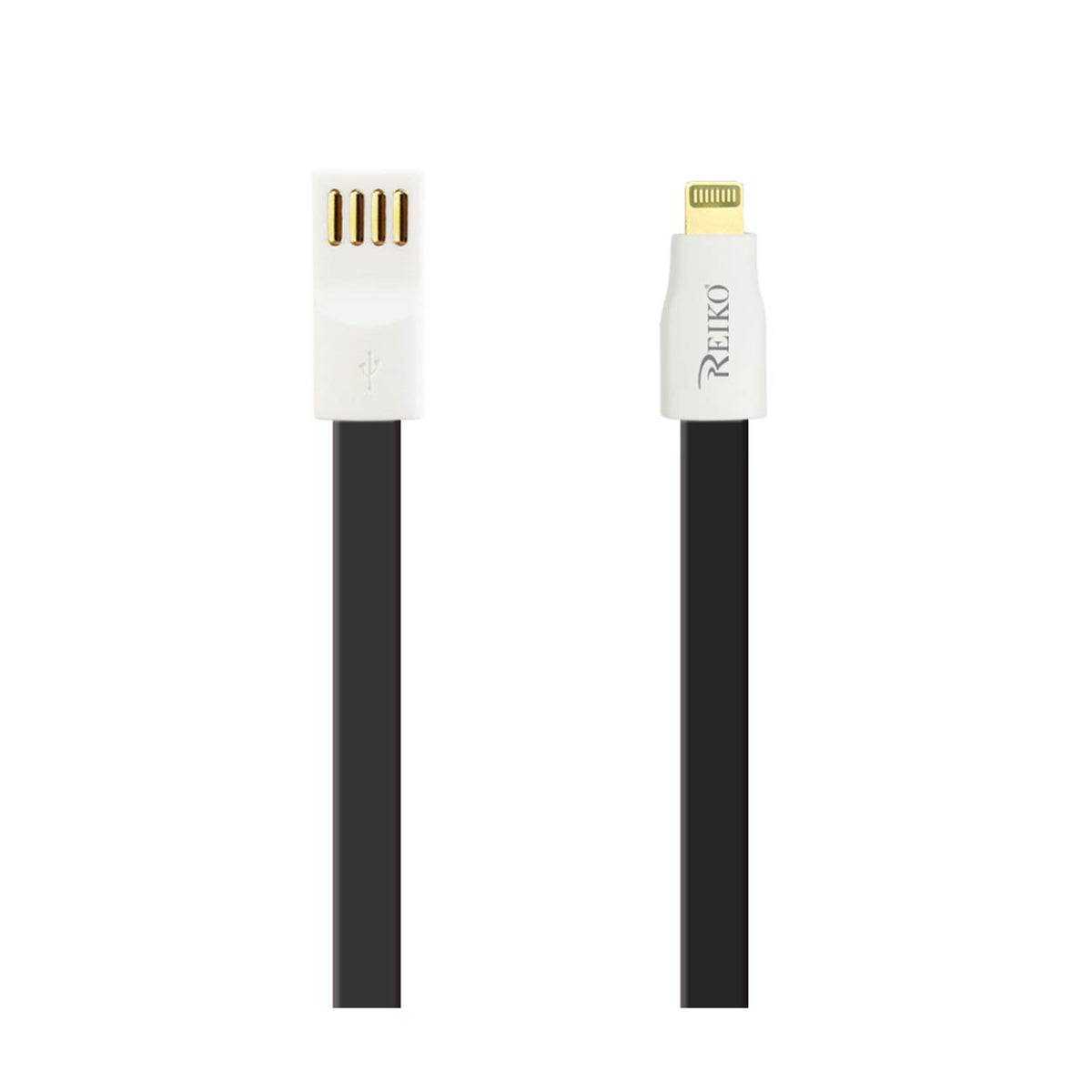 8 PIN FLAT MAGNETIC GOLD PLATED USB DATA CABLE 0.7 FOOT IN BLACK - Durable & Reliable | CELL DEMAND Official