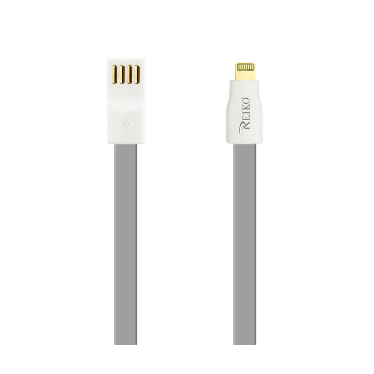 8 PIN FLAT MAGNETIC GOLD PLATED USB DATA CABLE 0.7 FOOT IN GRAY - Heavy Duty & Reliable | CELL DEMAND Official
