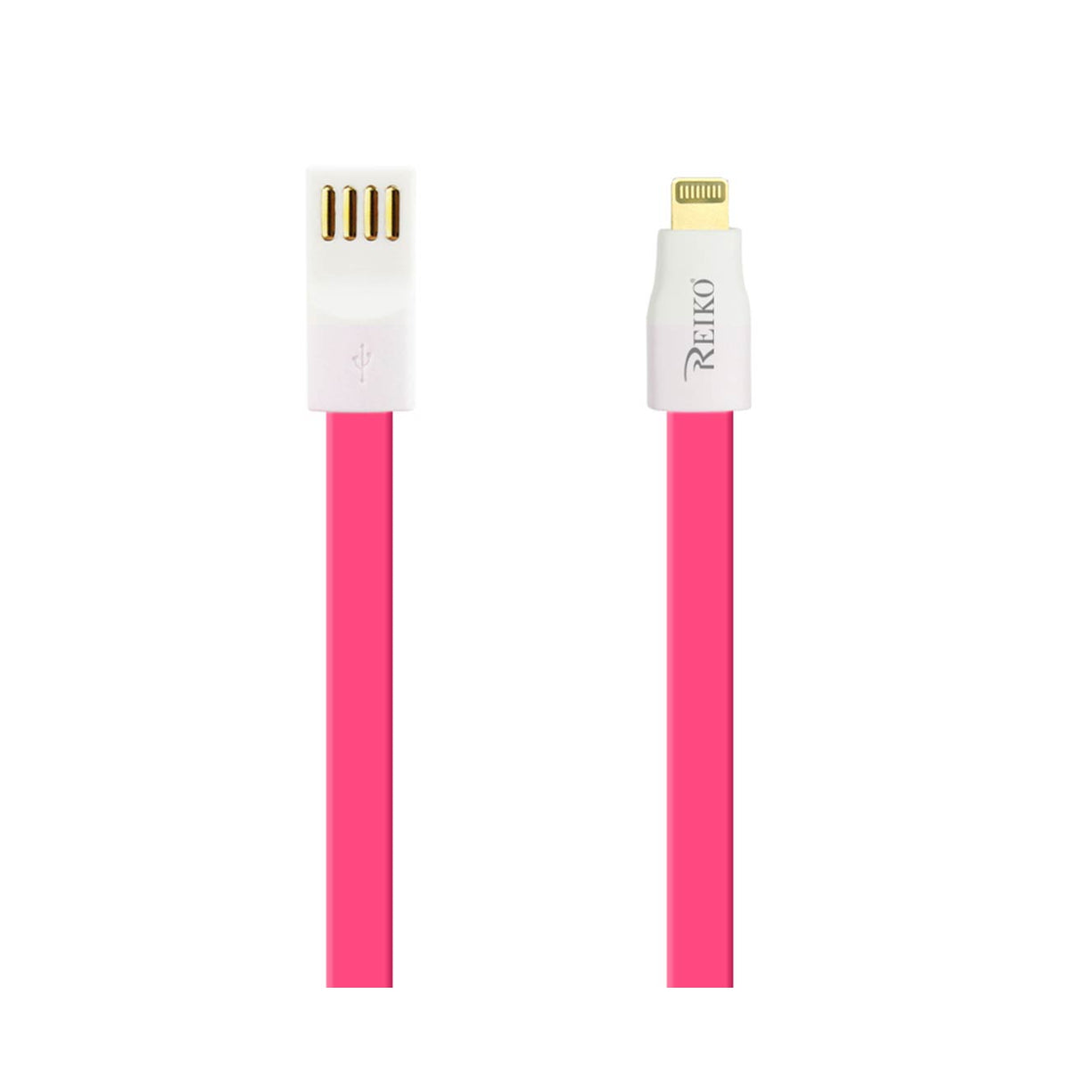 8 PIN FLAT MAGNETIC GOLD PLATED USB DATA CABLE 0.7 FOOT IN HOT PINK - Ultra-Slim & Reliable | CELL DEMAND Official