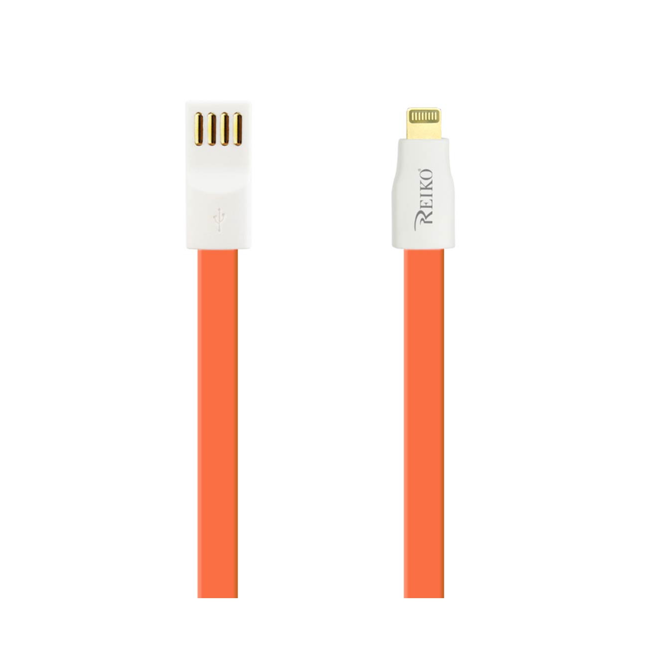 8 PIN FLAT MAGNETIC GOLD PLATED USB DATA CABLE 0.7 FOOT IN ORANGE - Crystal Clear & Reliable | CELL DEMAND Official