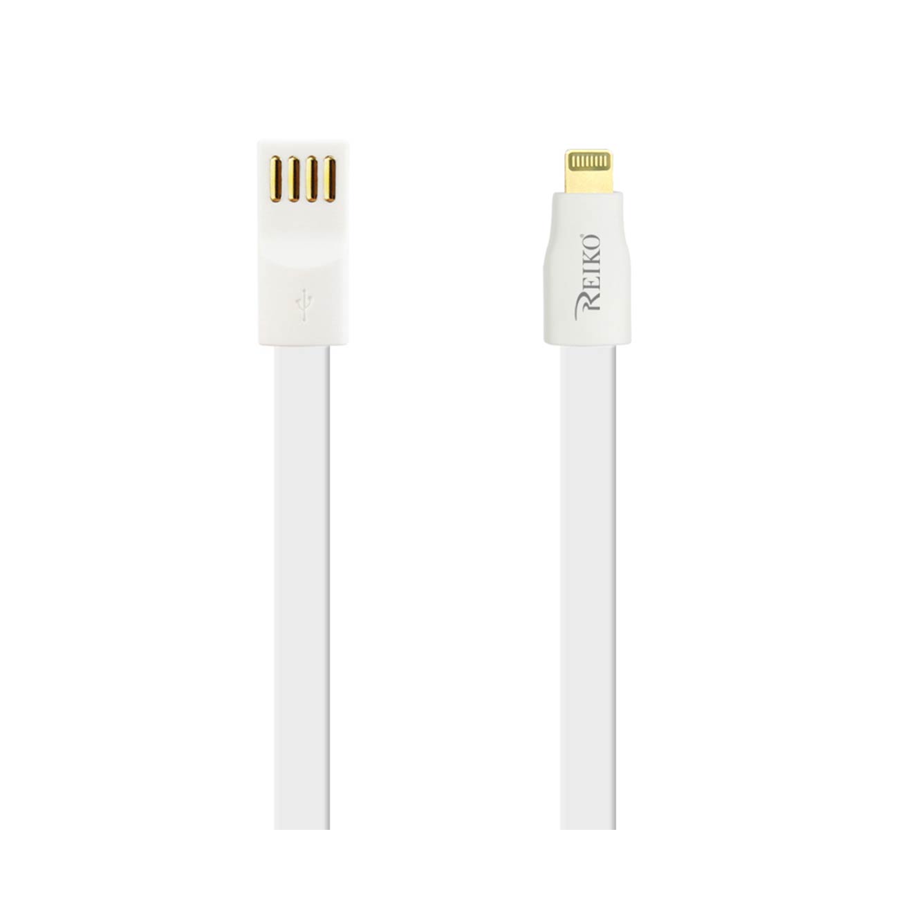 8 PIN FLAT MAGNETIC GOLD PLATED USB DATA CABLE 0.7 FOOT IN WHITE - Crystal Clear & Reliable | CELL DEMAND Official