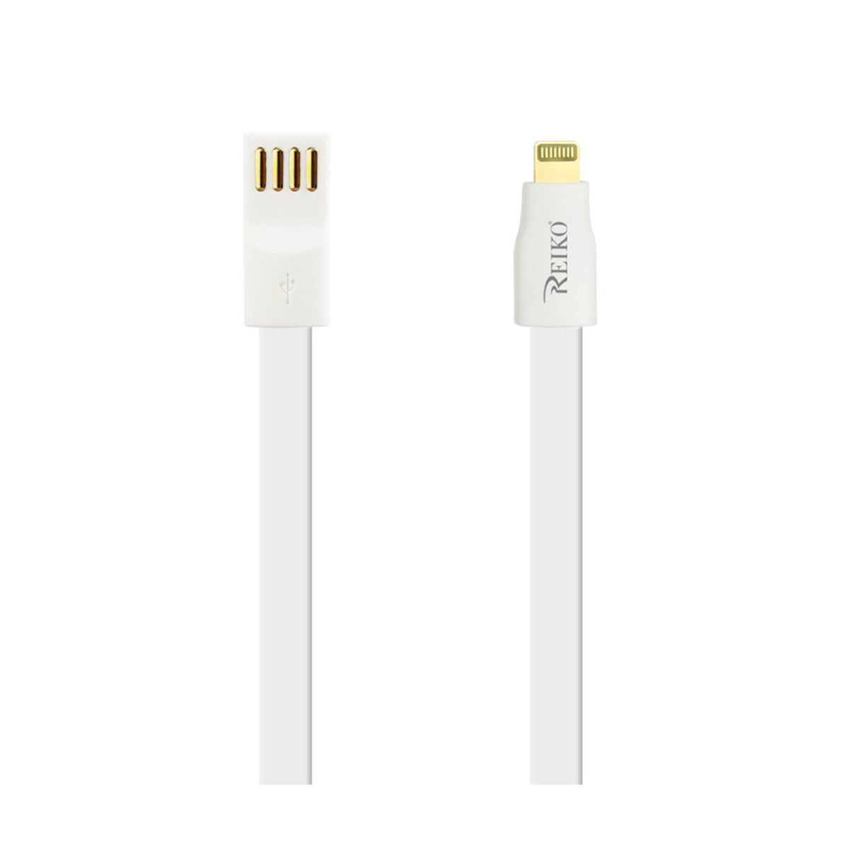 8 PIN FLAT MAGNETIC GOLD PLATED USB DATA CABLE 0.7 FOOT IN WHITE - Crystal Clear & Reliable | CELL DEMAND Official