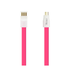 FLAT MAGNETIC GOLD PLATED MICRO USB DATA CABLE 0.7 FOOT IN HOT PINK - Premium & Reliable | CELL DEMAND Official
