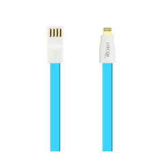 8 PIN FLAT USB GOLD PLATED DATA CABLE 3.9FT WITH CABLE TIE IN BLUE - Crystal Clear & Reliable | CELL DEMAND Official