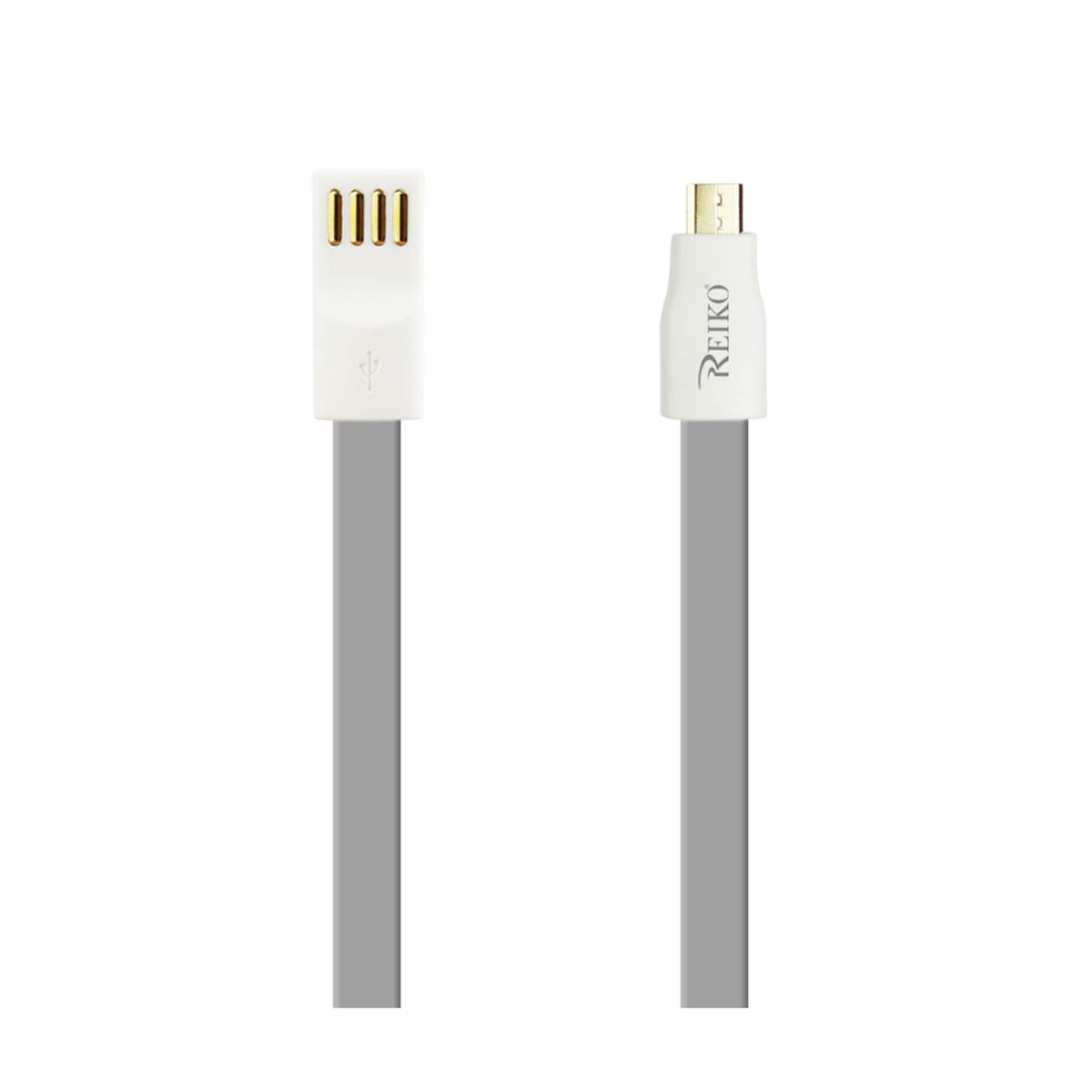 FLAT MICRO USB GOLD PLATED DATA CABLE 3.9FT WITH CABLE TIE IN GRAY - Premium & Reliable | CELL DEMAND Official