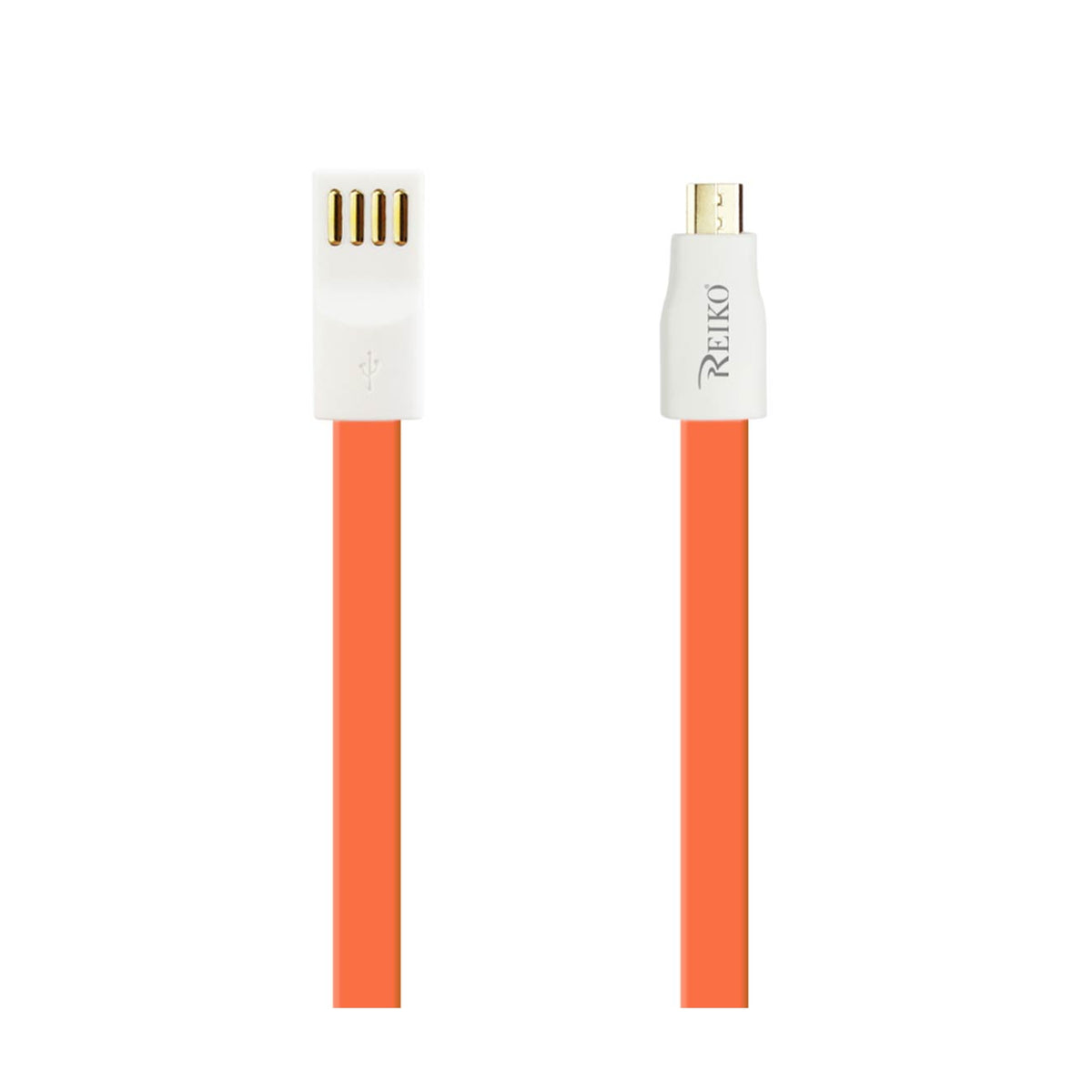 FLAT MICRO USB GOLD PLATED DATA CABLE 3.9FT WITH CABLE TIE IN ORANGE - Crystal Clear & Reliable | CELL DEMAND Official