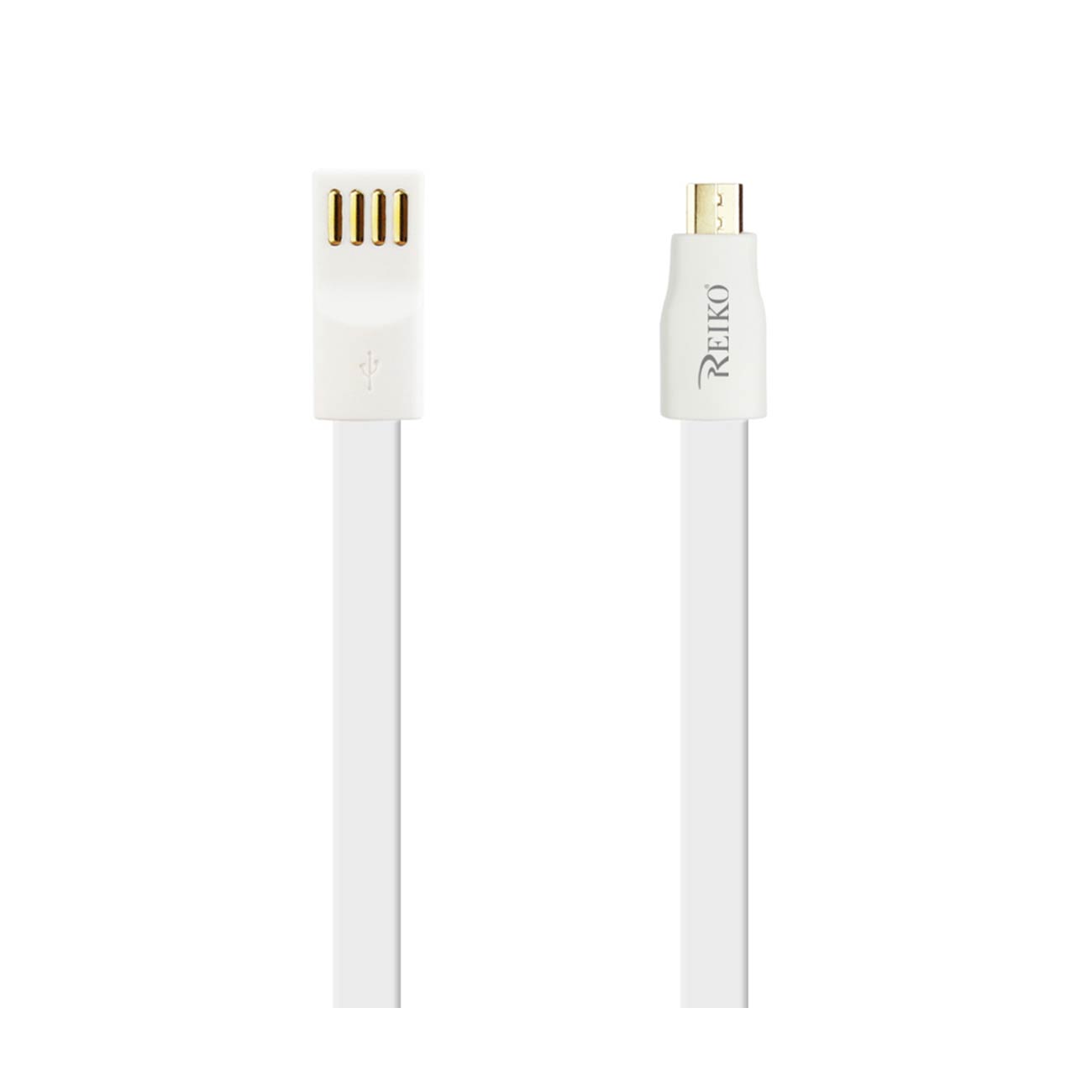 FLAT MICRO USB GOLD PLATED DATA CABLE 3.9FT WITH CABLE TIE IN WHITE - Durable & Reliable | CELL DEMAND Official