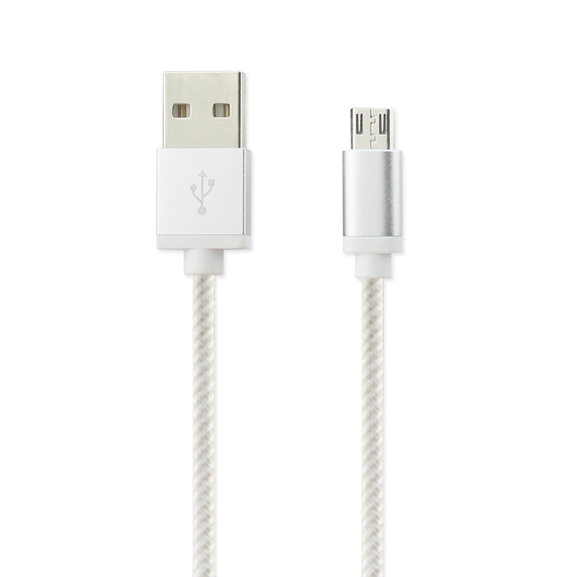 3.3FT NYLON BRAIDED MICRO USB CHARGING & SYNC DATA CABLE FOR ANDROID PHONES IN SILVER - Crystal Clear & Reliable | CELL DEMAND Official