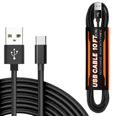 10FT USB Cable For TYPE-C In Black - Shockproof & Reliable | CELL DEMAND Official