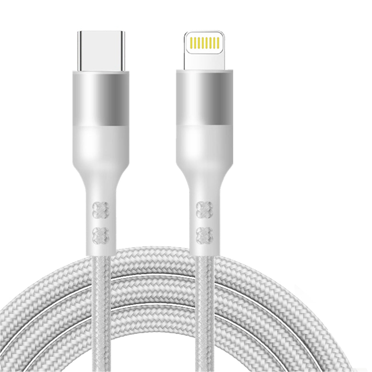 Power Delivery USB-C to 8-PIN Fast Charging & Sync Nylon-Braided 10FT Cable In Silver - DC35-PD8PTYPEC10FTSL - Ultra-Slim & Reliable | CELL DEMAND Official